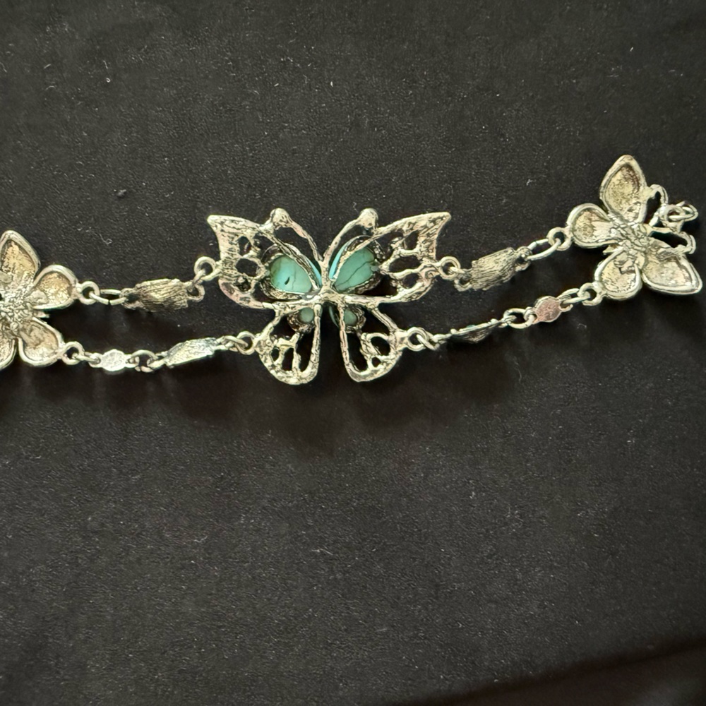 Turquoise & silver Butterfly Bracelet costume - Picture 3 of 7
